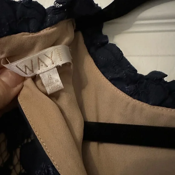 Wayf long sleeve lace navy blue dress - Picture 3 of 8